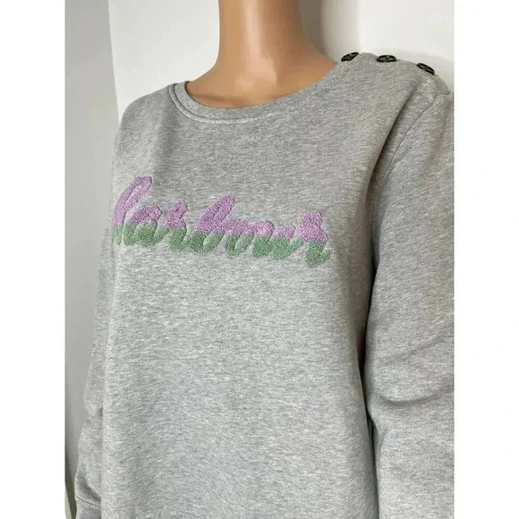 Barbour Poole Overlayer crewneck sweatshirt light gray size 10 NWT - Picture 2 of 9